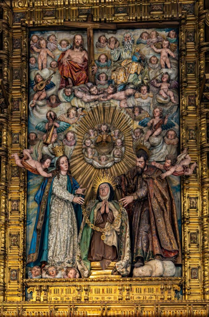 ornate religious art with figures and angels