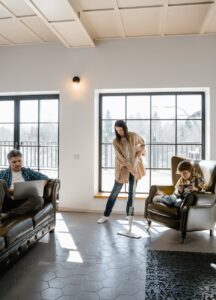 family on a living room