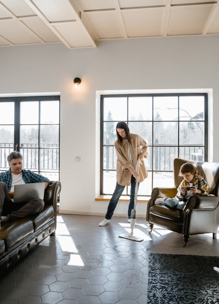 family on a living room